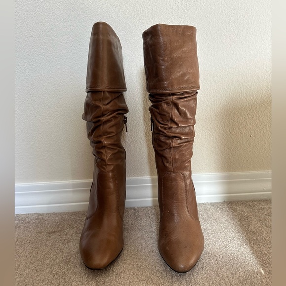 Aldo light brown leather slouch boots. - Picture 2 of 9